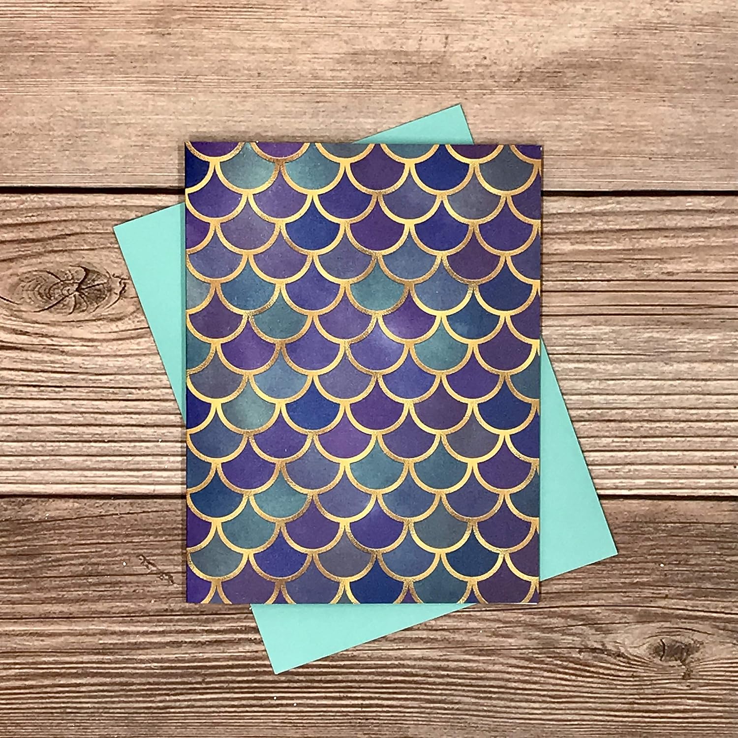 MermaidorDragon Scales w/gold accent jewel tones-12 note card gift pack-quality blank greeting,thank you,all occasion,birthday card,A2 5.5x4.25inch folded or 5.5x8.5inch flat