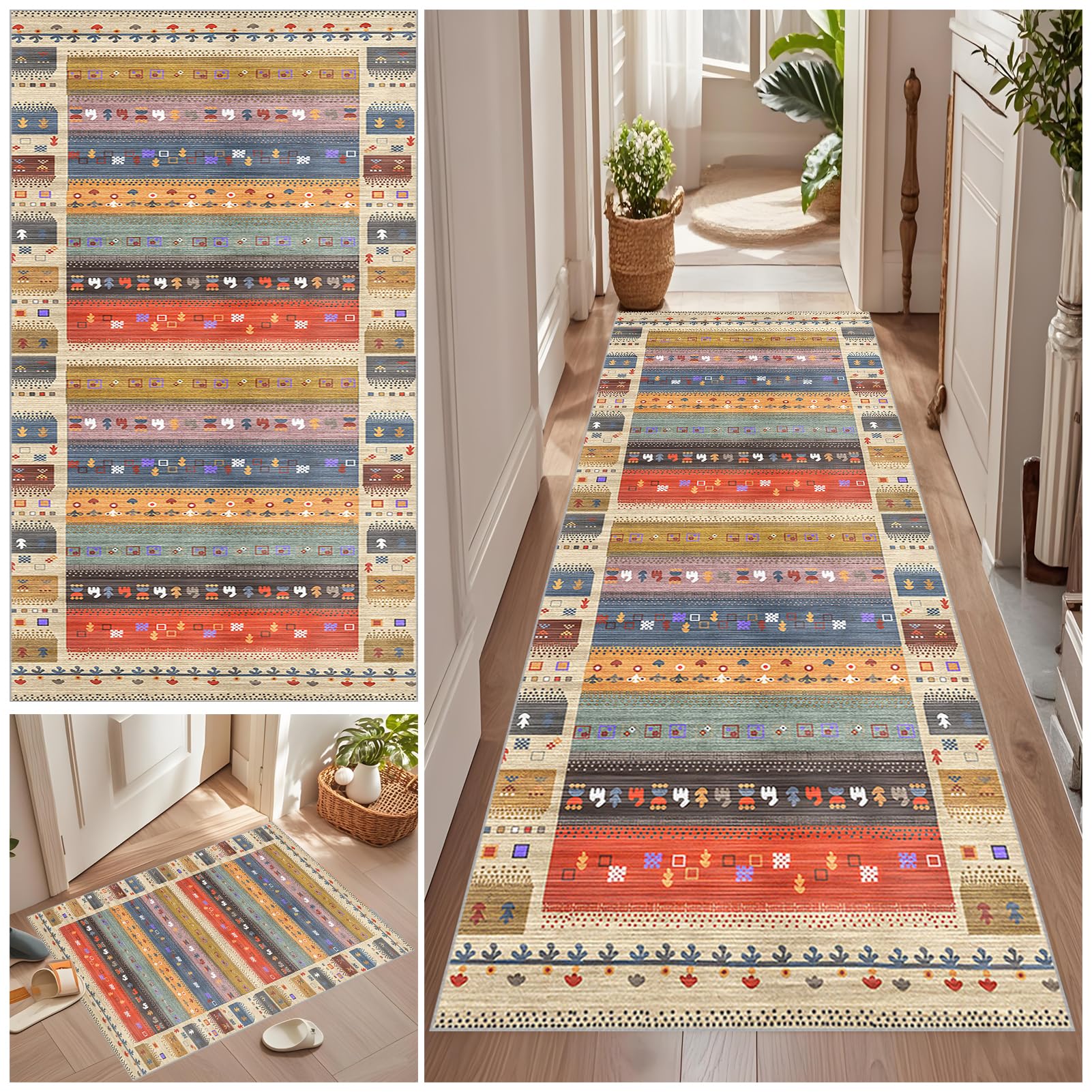 Vintage Flur Teppich Läufer 40 x 60 cm Rutschfest Waschbar ideale per Küche Schlafzimmer und Korridor
