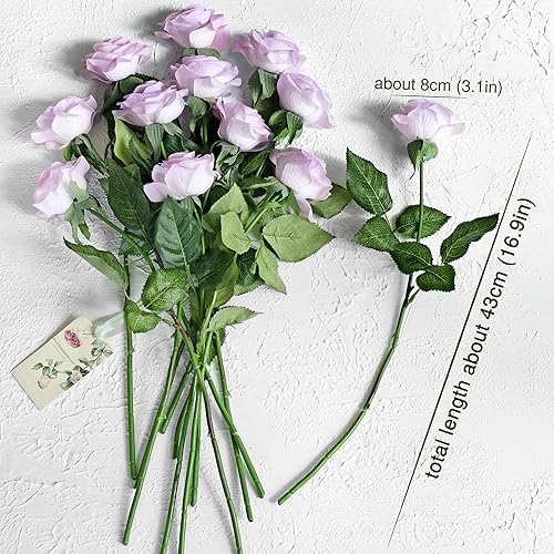 Miniatura 143 de FiveSeasonStuff 12 tallos de flores artificiales, rosas de seda de tacto real para decoración de bodas, ramos de novia, centros de mesa, fiestas y 9