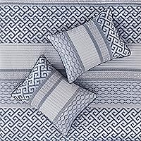 Vista 8 de Madison Park - Juego de edredón de lujo con diseño de rayas jacquard - Para todas las estaciones, colcha de cama ligera, fundas, almohada