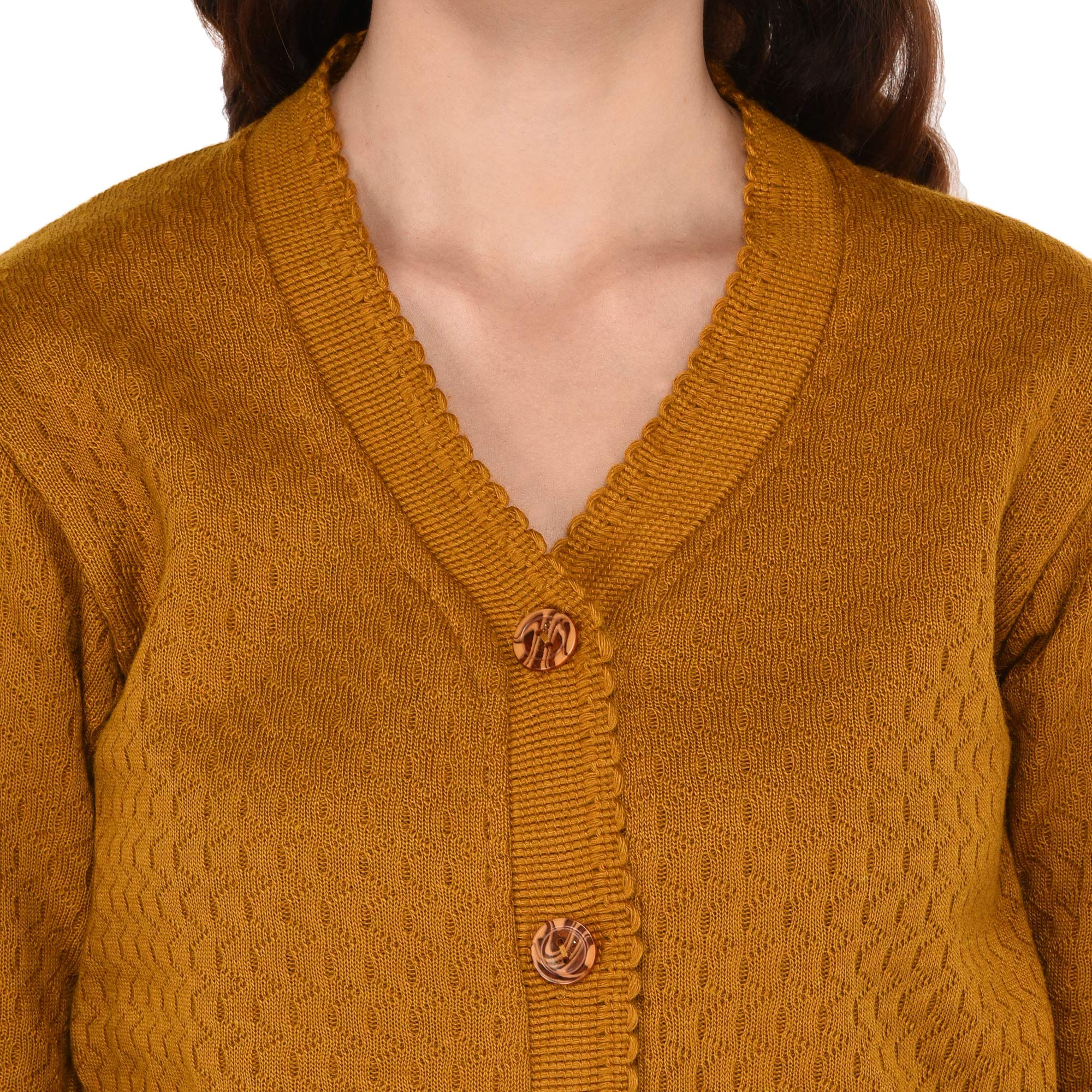 eWools Women's Wool V-Neck Sweater (H11-XXL_Mustard_2XL) - Image 5 thumbnail