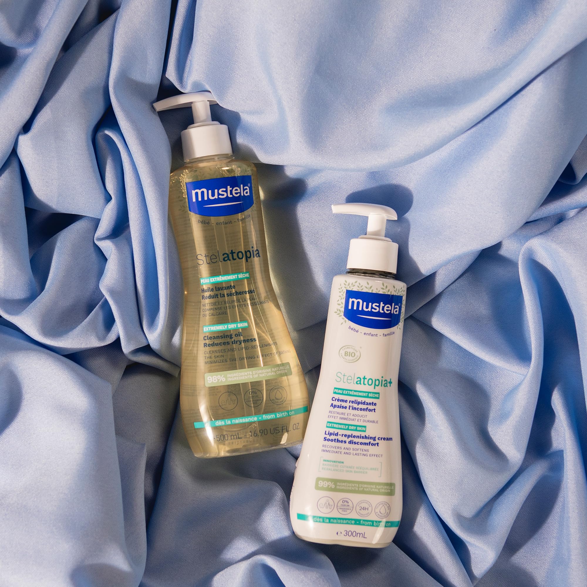 Mustela Stelatopia Crema BIO Relipidante Anti-Prurito Viso e Corpo 300ml Pelle Estrema Secchezza Dermatite Atopica 99% Ingredienti Origine Naturale