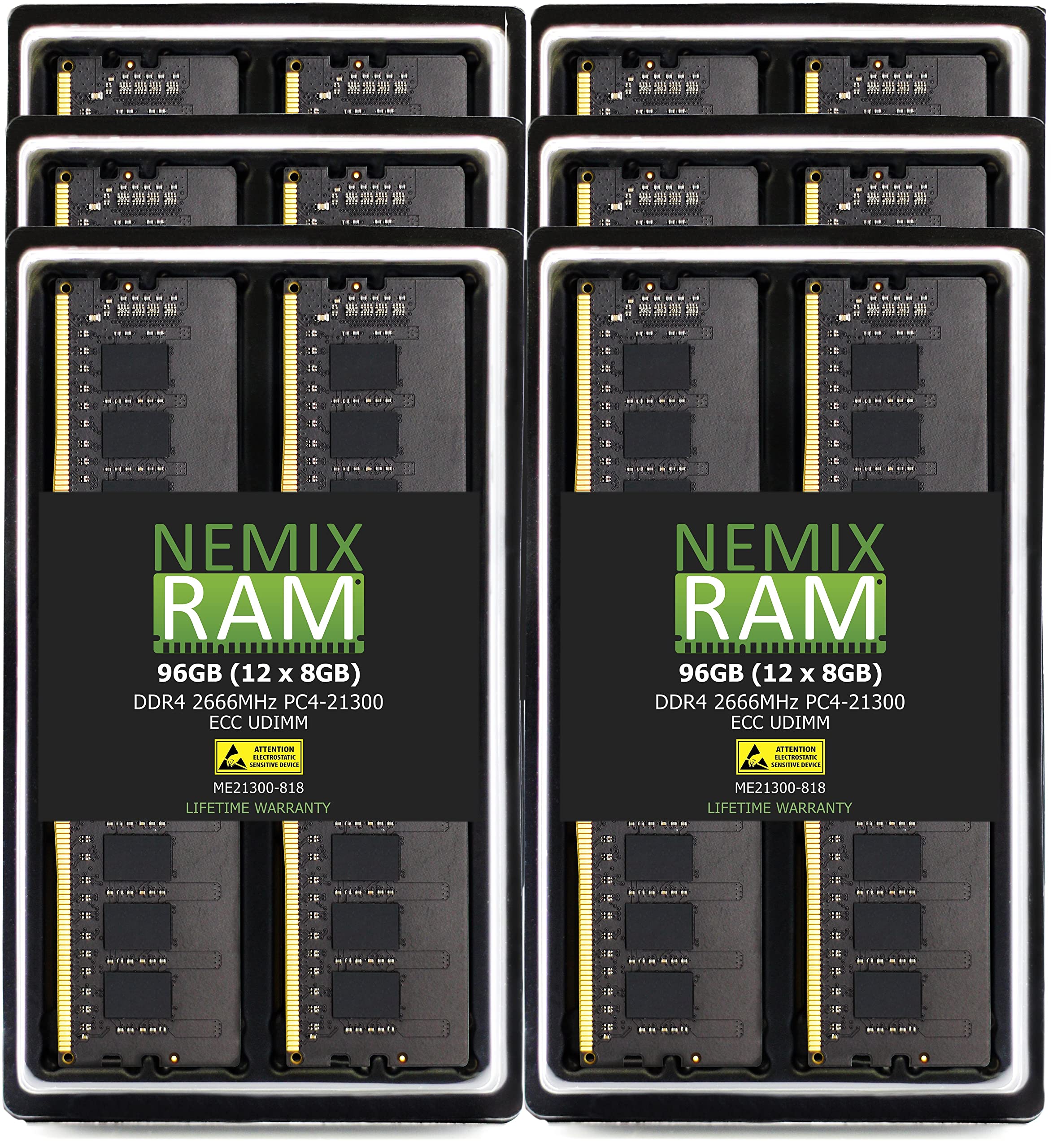 NEMIX RAM 96GB (12X8GB) DDR4 2666MHZ PC4-21300 1Rx8 1.2V CL19 288