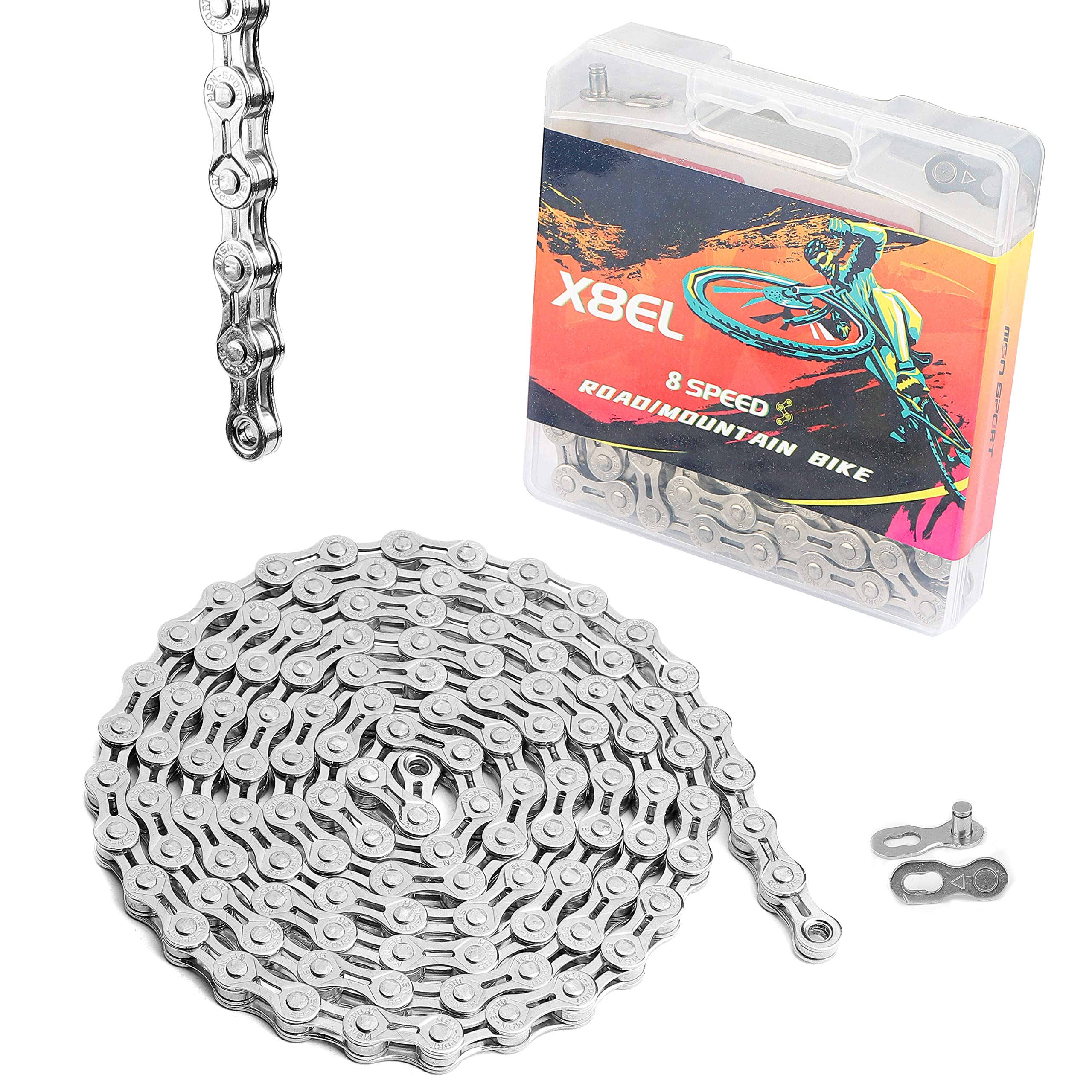 Hycline Fahrradkette 6/7/8-fach, Fahrrad kette 1/2 x 3/32 Zoll, Spezialstahl Bike Chain für BMX Kettenschloss Road Mountain Bike Rennrad Sport