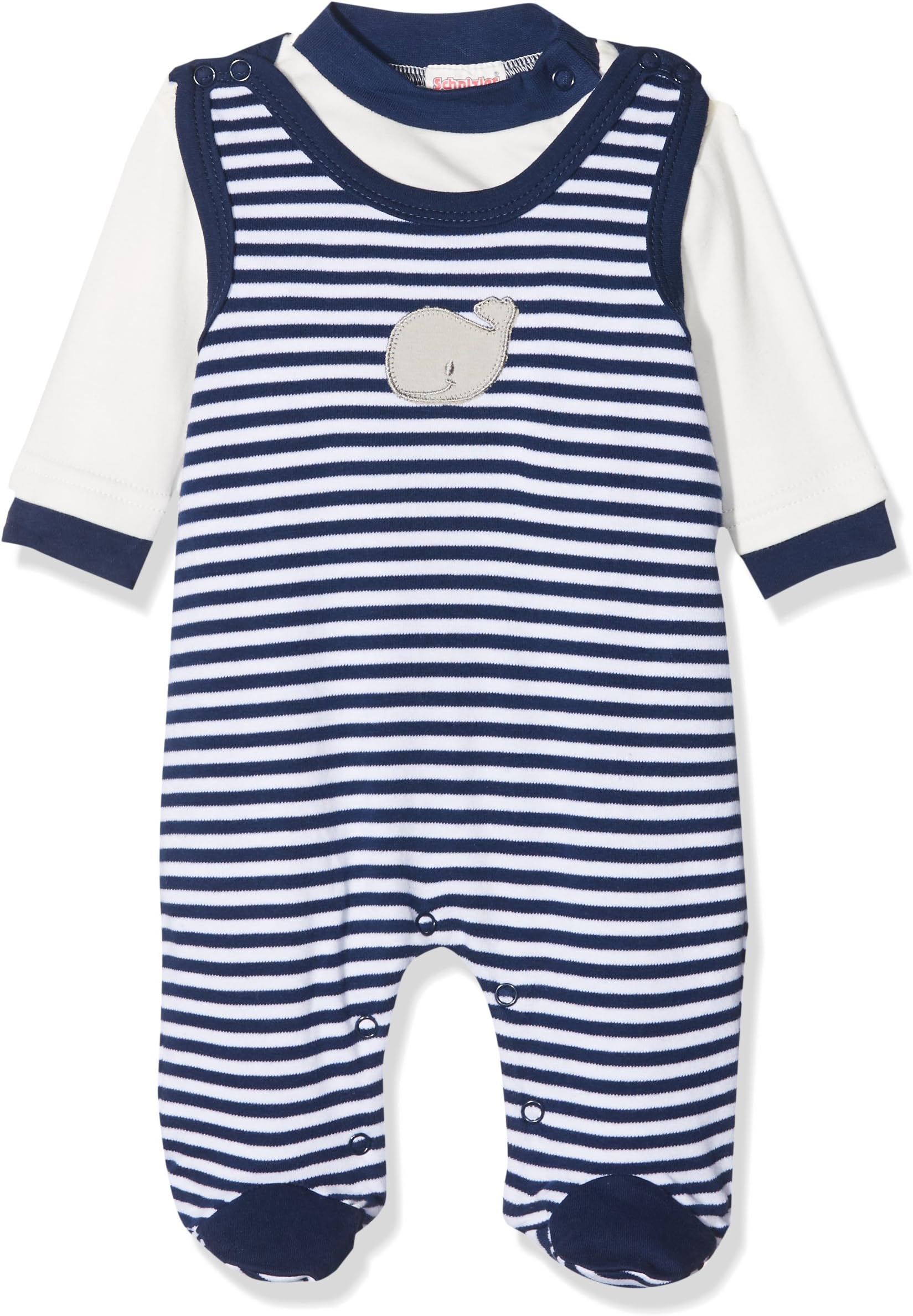 Schnizler Unisex Baby Romper Set Whale, Marine Ringer, 2 Pieces with Long Sleeve Shirt, Oeko-Tex Standard 100