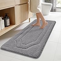 Vista 9 de BEQHAUSE Alfombras de baño, suaves y absorbentes, antideslizantes, lavables a máquina, alfombra de baño gruesa gris para baño, bañera y lavabo, 24 x