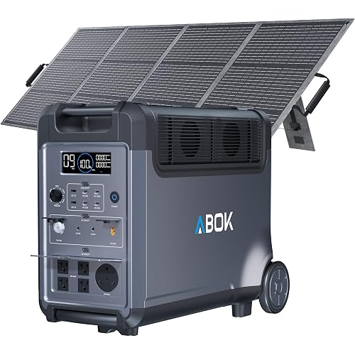 ABOK Ark3600 Portable Power Station with 200W Soalr Panel, 3840Wh LiFePO4 Battery, Expandable to 11520Wh, 3H Fast Charge, 15 Outlets, UPS 10ms, 3600W Solar Generator for Home Backup, Camping, RV
