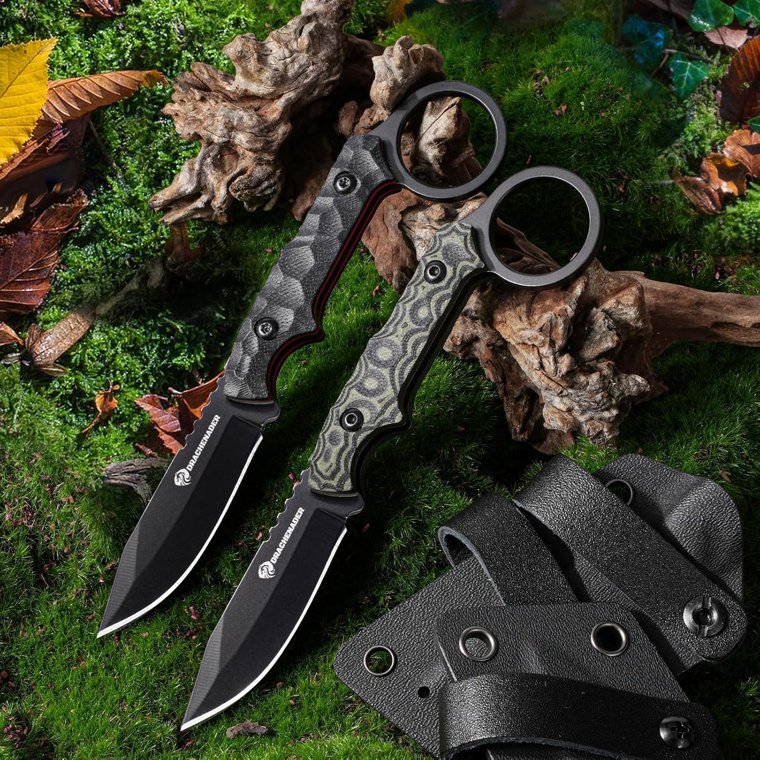 DRACHENADER 7.16" EDC Fixed Blade Knife with G10 Handle, Compact Neck Knife with 5Cr13MoV Steel Blade, Durable Kydex Sheath, and Horizontal Carry Option