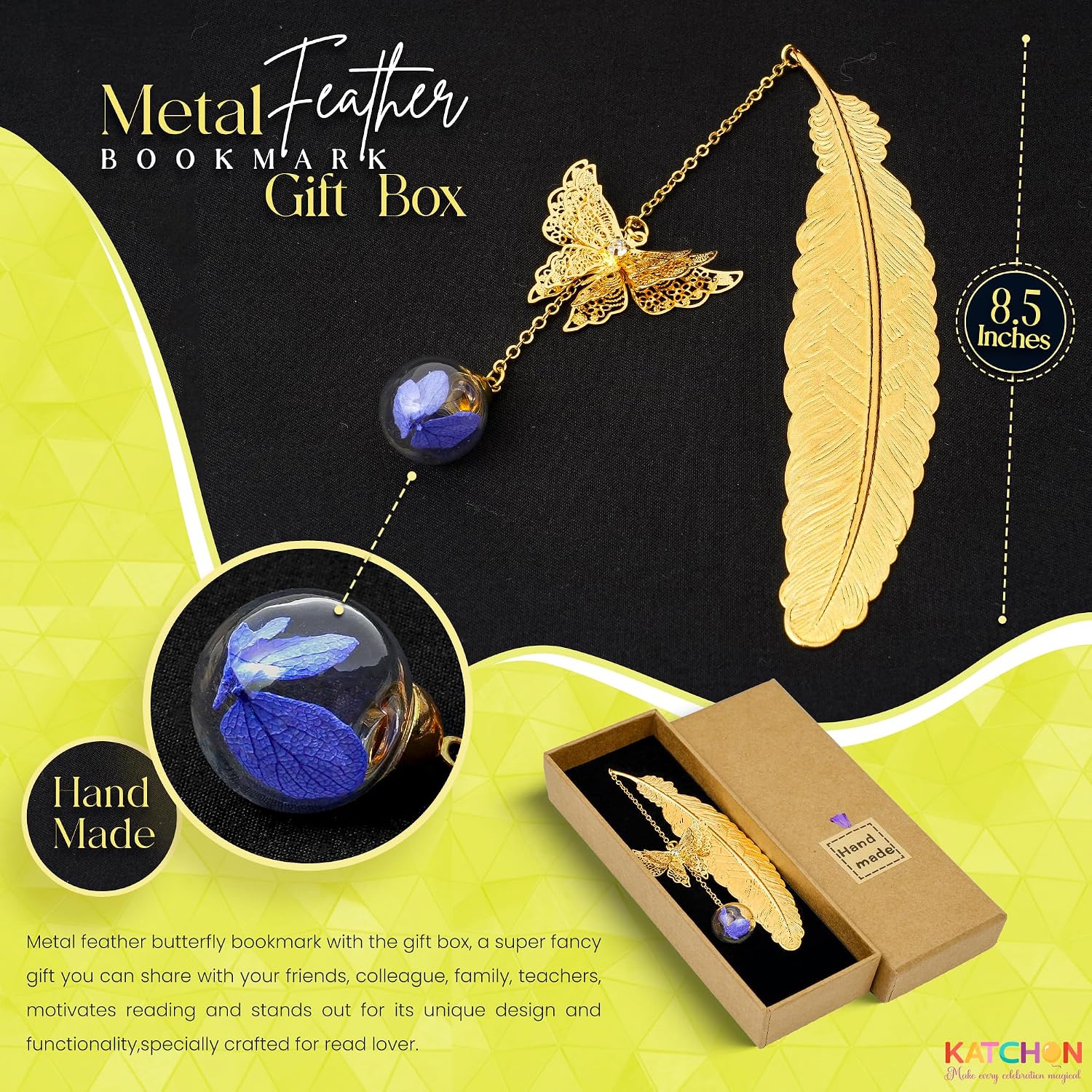 KatchOn, Metal Feather Bookmark with Butterfly Charm | Teacher Appreciation Gifts, Mothers Day Gifts for Mom | Teachers Gift, Bookmarks for Women, Mom | Girls Readers Book Lovers, Coworker