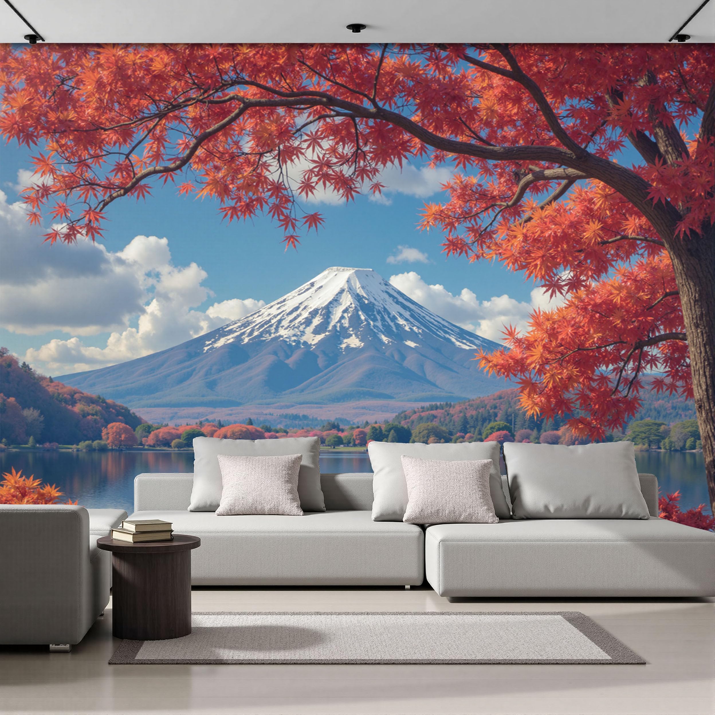 Papier peint panoramique ciel bleu paysage lacustre et tableaux photo muraux grand format