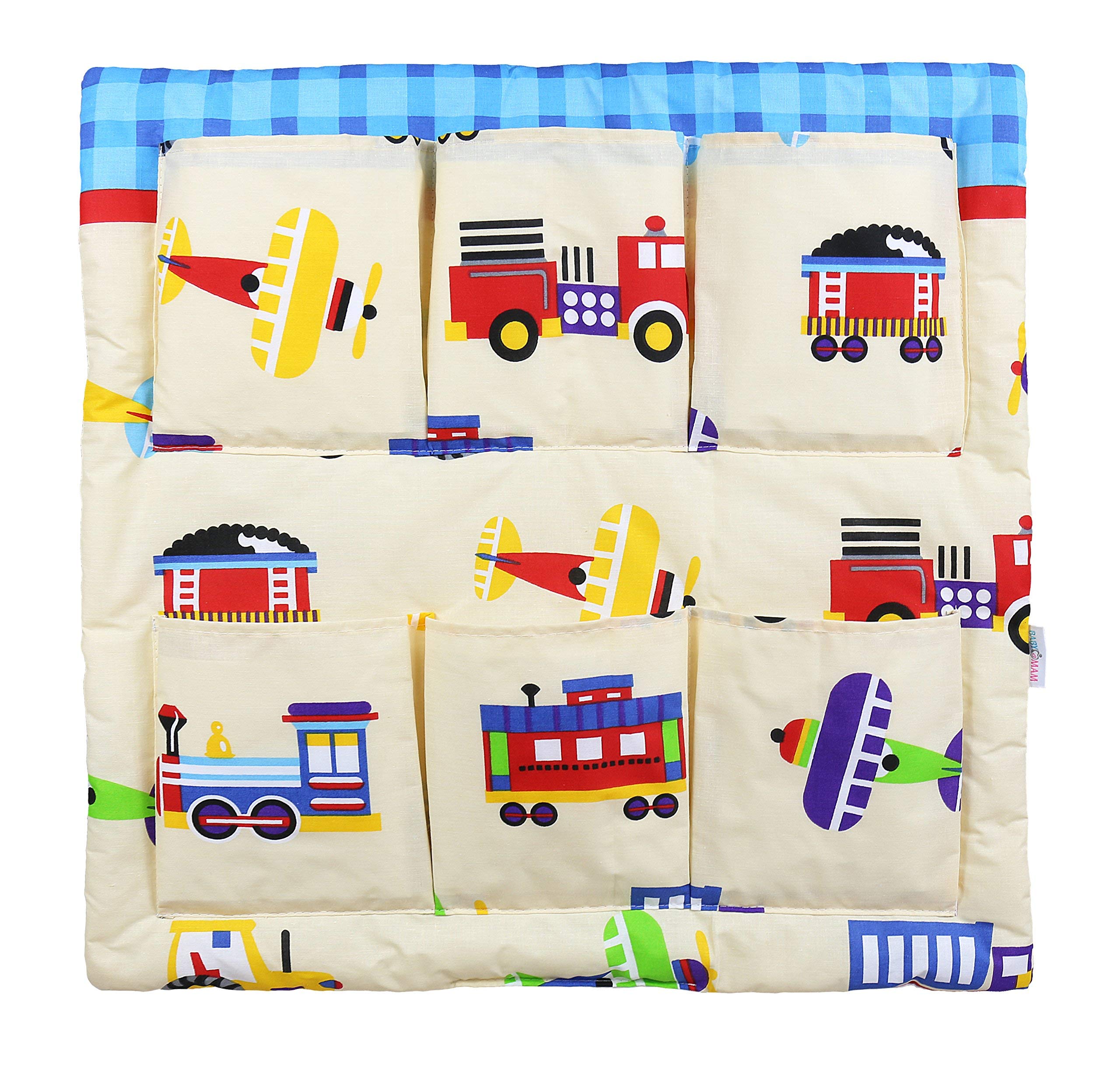 Baby COT Tidy Organiser Hanging Storage CotBed Nursery 6 Pockets BABYMAM (Trucks)