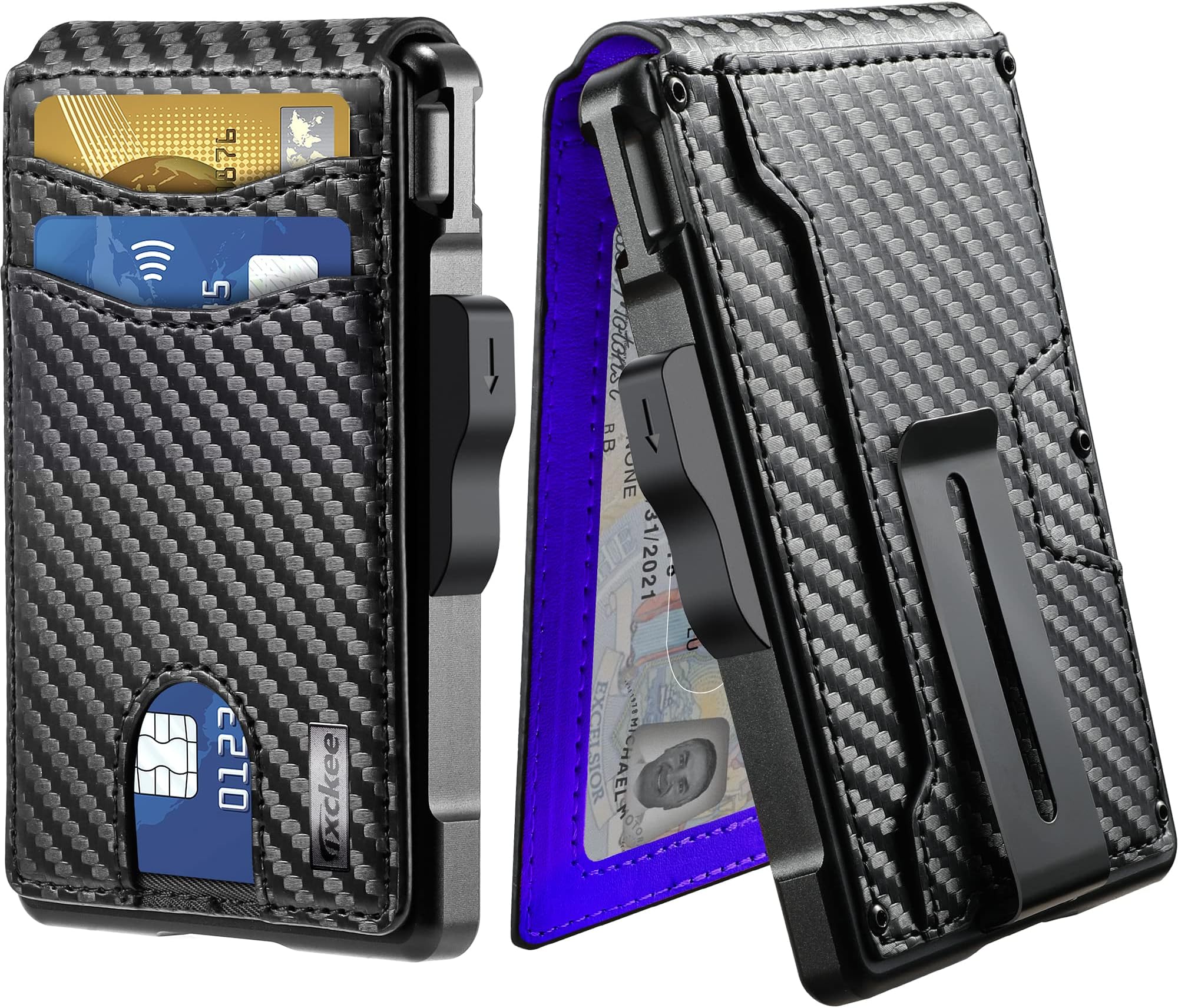 umoven Men's Wallet - Money Clip & Slots Slim Leather RFID Blocking Wallet Minimalist Bifold Wallet