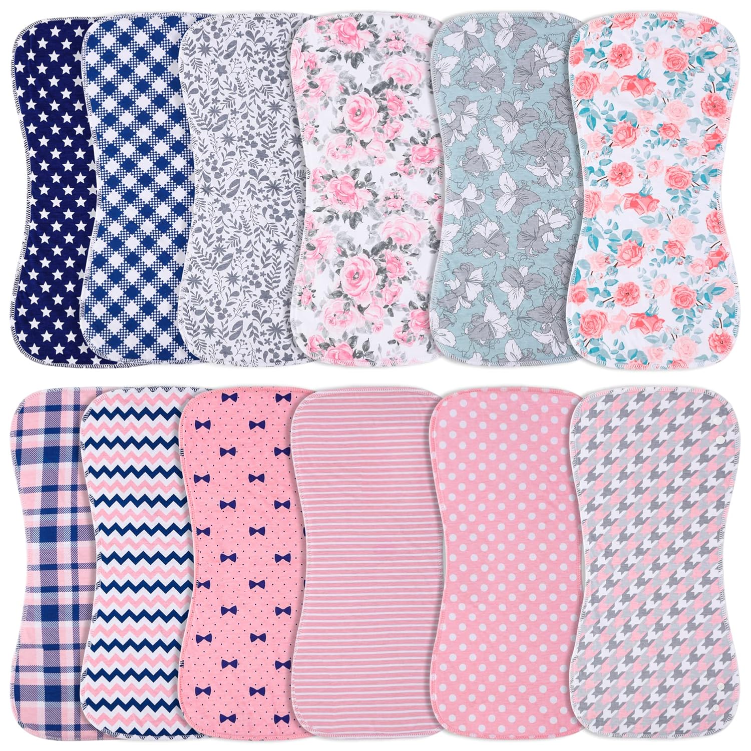 Benoxine Baby Burp Cloths with Snap Large Size 3 Layers