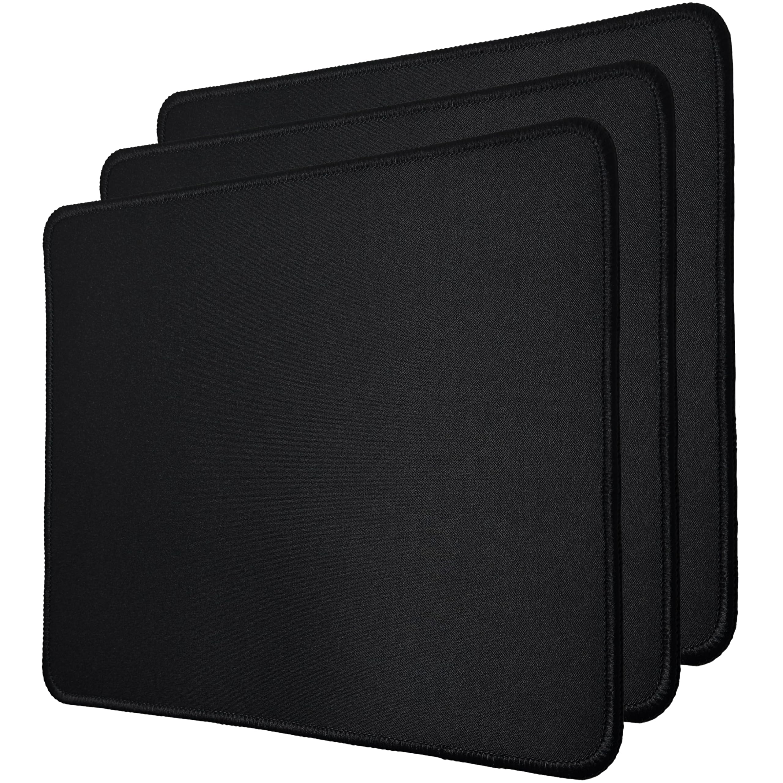 NYCCS 3-Pack Mouse Pad with Stitched Edge and Non-Slip Rubber Base - Cloth Surface Large Mouse Pads for Laptop, Desktop Computers, Office, Home &