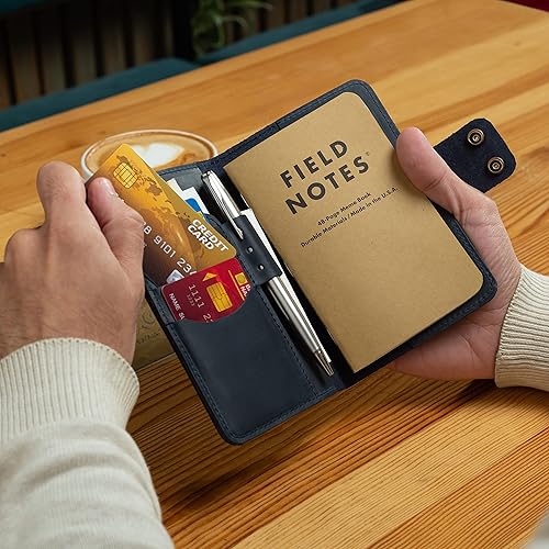 Miniatura 2 de Personalized Authentic Refillable Leather Cover Compatible with Moleskine Cahier, Field Notes, 3.5" x 5.5" Notepad, Deep Water