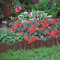 Vista 2 de EasyFlex Bordes de Paisaje sin Excavación con Espigas de Anclaje, 4.5 Pulgadas de Altura, Valla Decorativa de Aspecto de Madera Adirondack