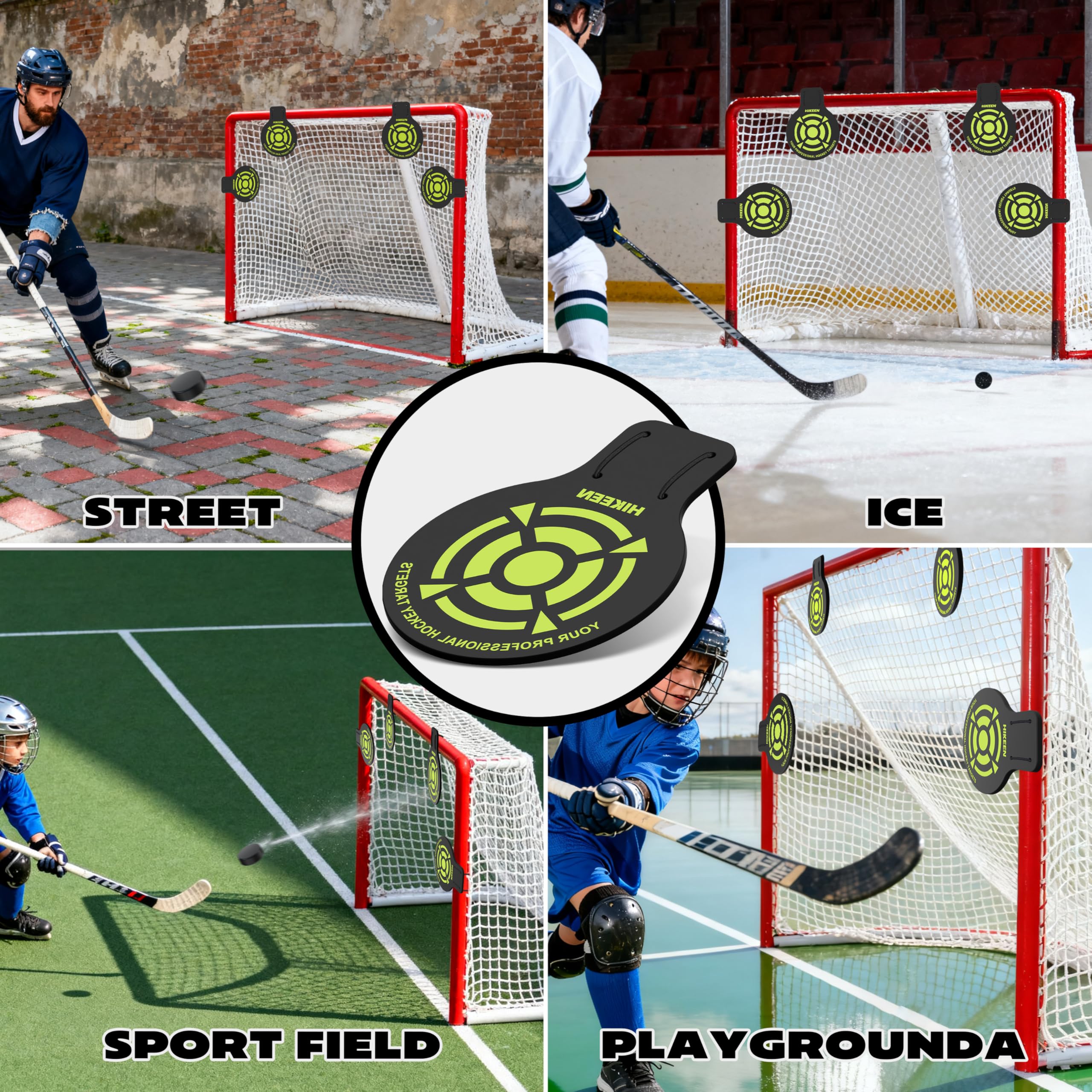 BOOSTEADY Lot de 4 Cibles de Tir pour Hockey sur Glace, Cibles de Gardien de But de Hockey en PVC Robuste de 5 mm d'Épaisseur, Equipement d'Entraînement pour Crosse & Hockey