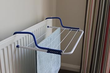 JVL Folding Clothes Radiator Drying Airer, Plastic/Metal, White