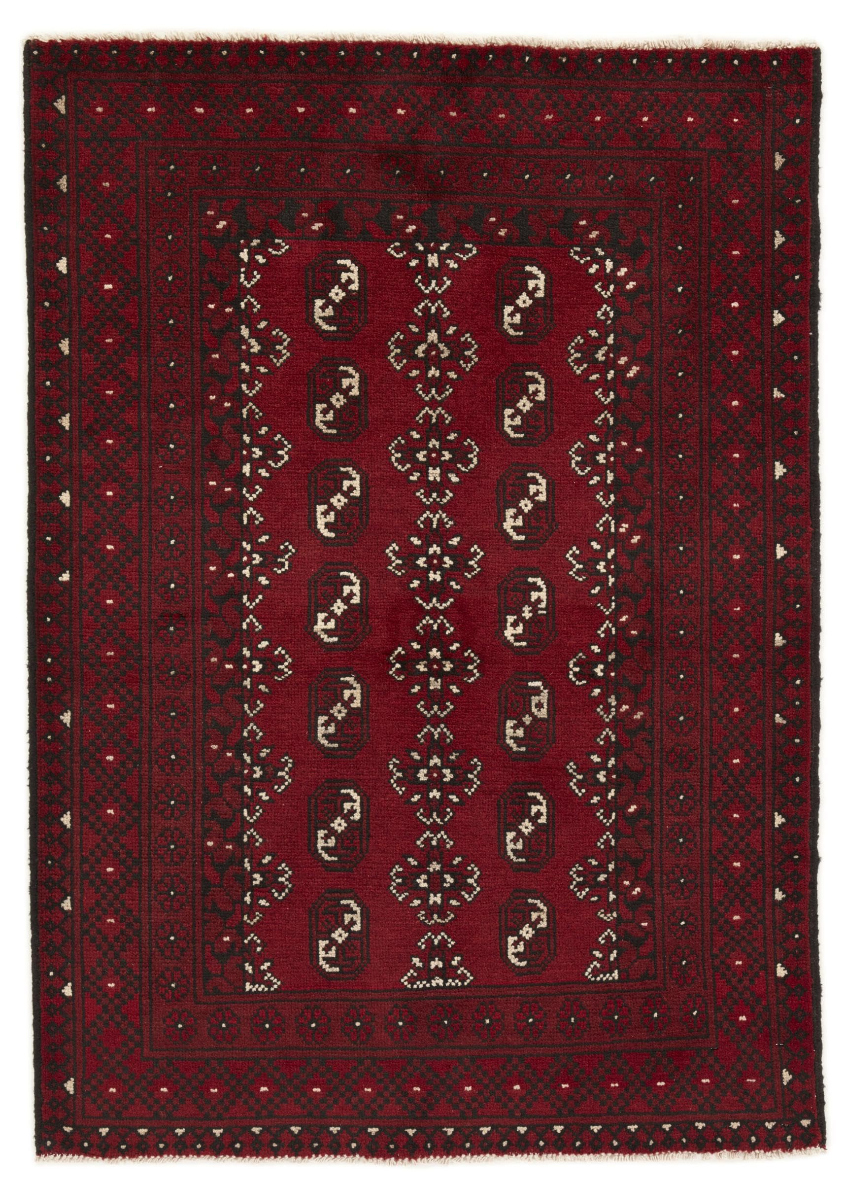 Tapis d'Orient d'exception Afghan Akhche en laine noué main 103x146