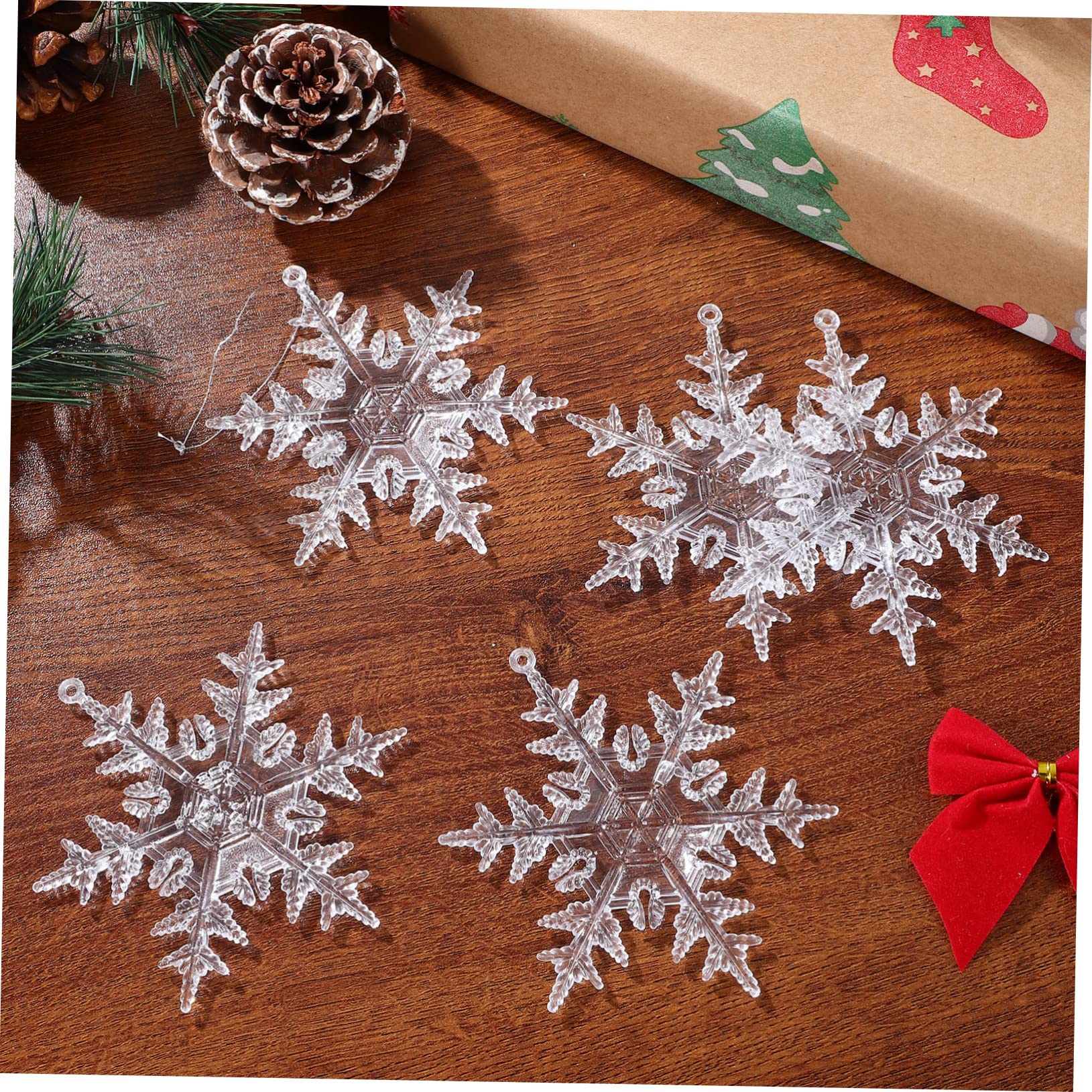 MAGICLULU 4 Sätze Transparenter Schneeflocken-anhänger Preiswerte Weihnachtsdeko Christbaum Anhänger Weihnachtsbäume Weihnachtsbaumschmuck Kugel Hängende Acryldekoration 18 Stück * 4