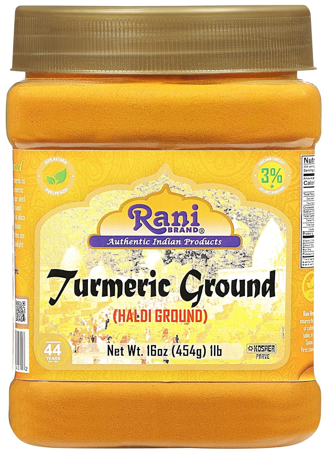 Rani Turmeric (Haldi) Root Powder Spice, (High Curcumin Content) 16oz (1lb) 454g PET Jar ~ All Natural | 100% Pure, Salt Free | Vegan | Gluten Friendly | NON-GMO | Kosher | Indian Origin