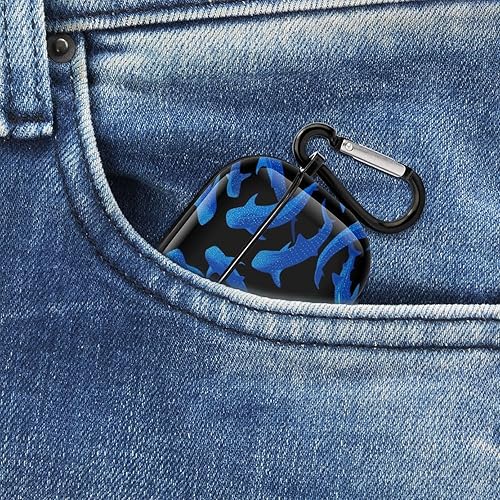 Miniatura 8 de Divertida funda protectora de policarbonato con diseño de ballena de tiburón azul compatible con Airpods 3, auriculares Bluetooth, regalos para