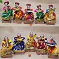 JH Gallery Rajasthani Multicolor Musician Bawla Puppets Idol, Set of 10, (5 Male & 5 Female)
