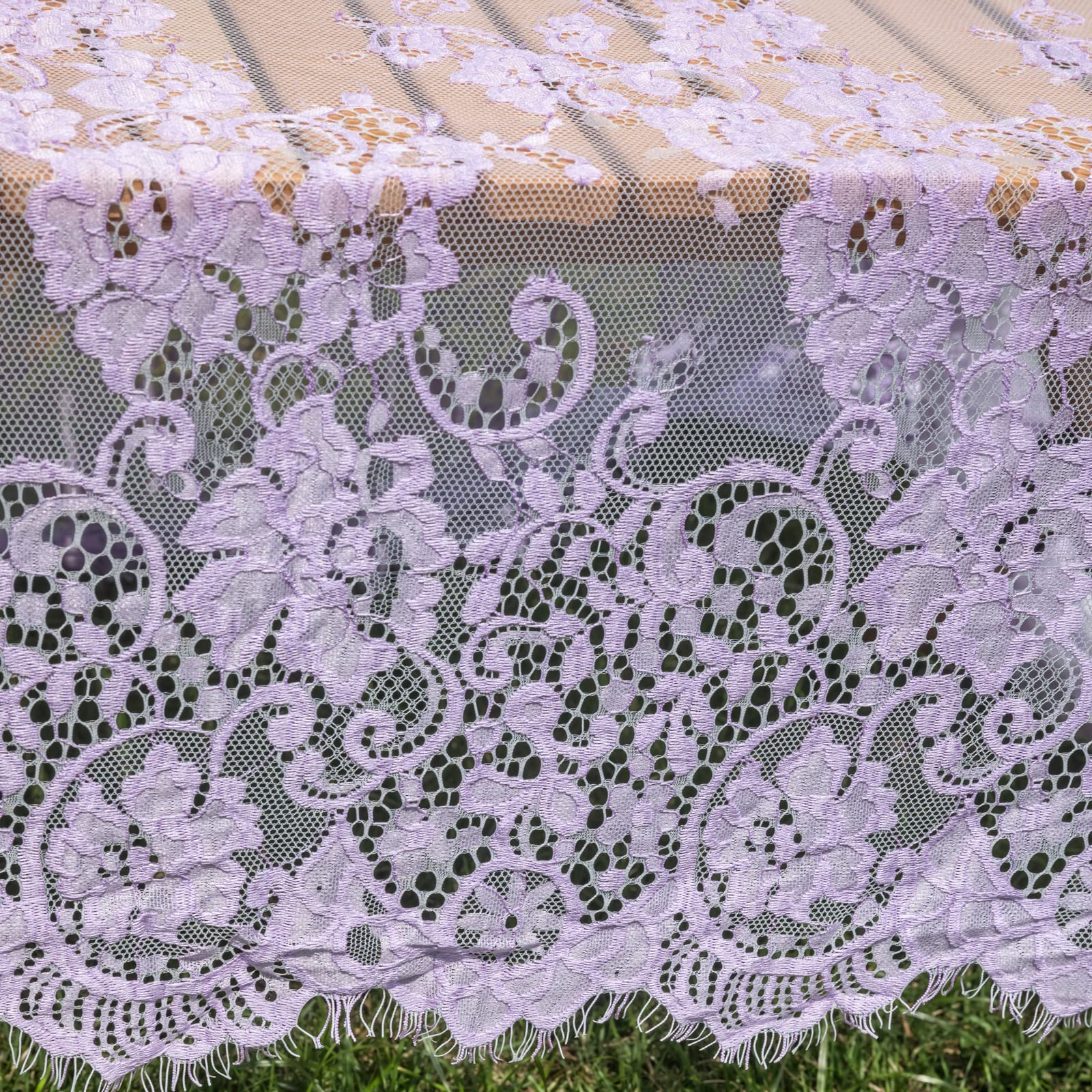 TINWIN Violette Spitzentischdecke 152,4 x 305,6 cm, rechteckig, Vintage-Läufer, Wimpernstoff für Küche, Esszimmer, Picknick, Hochzeit, Dekoration für Empfang, Heimdekoration, Teeparty, Tischdecke,