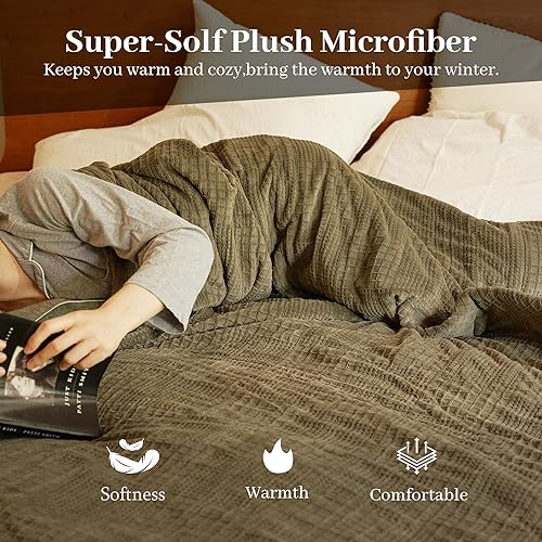 Miniatura 4 de Manta eléctrica tamaño individual de 62 x 84 pulgadas, manta térmica con un solo control, calentamiento rápido, 9 niveles de calefacción y 10 horas