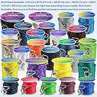 Vista 7 de Cuerda de anclaje premium de 50 pies x 1/2 pulgadas, línea de anclaje trenzada sólida MFP para barco con dedal y grillete - Negro