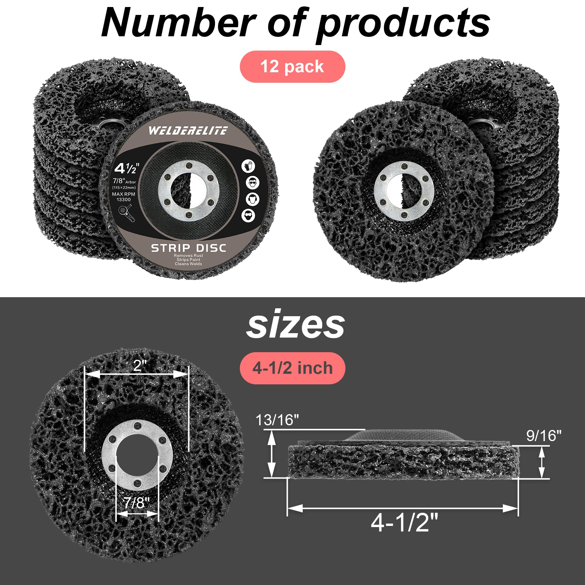 Paquete de 12 discos decapantes de pintura de 4-1/2 pulgadas para amoladora angular, ruedas de eliminación de óxido y pintura para metal y madera, color negro
