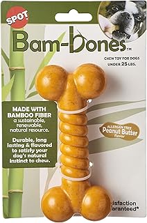 SPOT by Ethical Products - Bambone Durable Dog Chew Toy â€“ Unique Shapes for Small and Medium Dogs - Allergen-Free Peanut Butter Flavor - Dog Chew Toy for Aggressive Chewers - Twist Bone (54719)