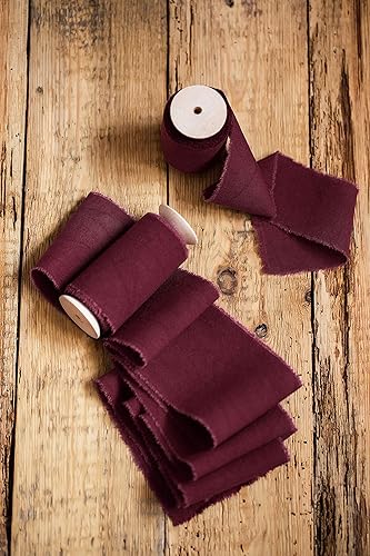 Miniatura 146 de Dark green 1 inch wide 5 yds frayed edges handmade cotton ribbon hand dyed for Rustic wedding invitation ties favors gift wrapping Party decor bows