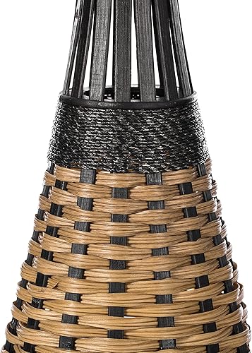 Miniatura 6 de Jarrón de piso estilo trompeta antiguo, para entrada o sala de estar, cuerda de bambú, marrón 28 pulgadas de alto, QI004081