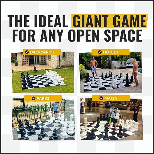 Miniatura 3 de MegaChess Juego de ajedrez gigante con rey de 25 pulgadas de alto, un juego de ajedrez grande para familias que buscan juegos gigantes al aire libre
