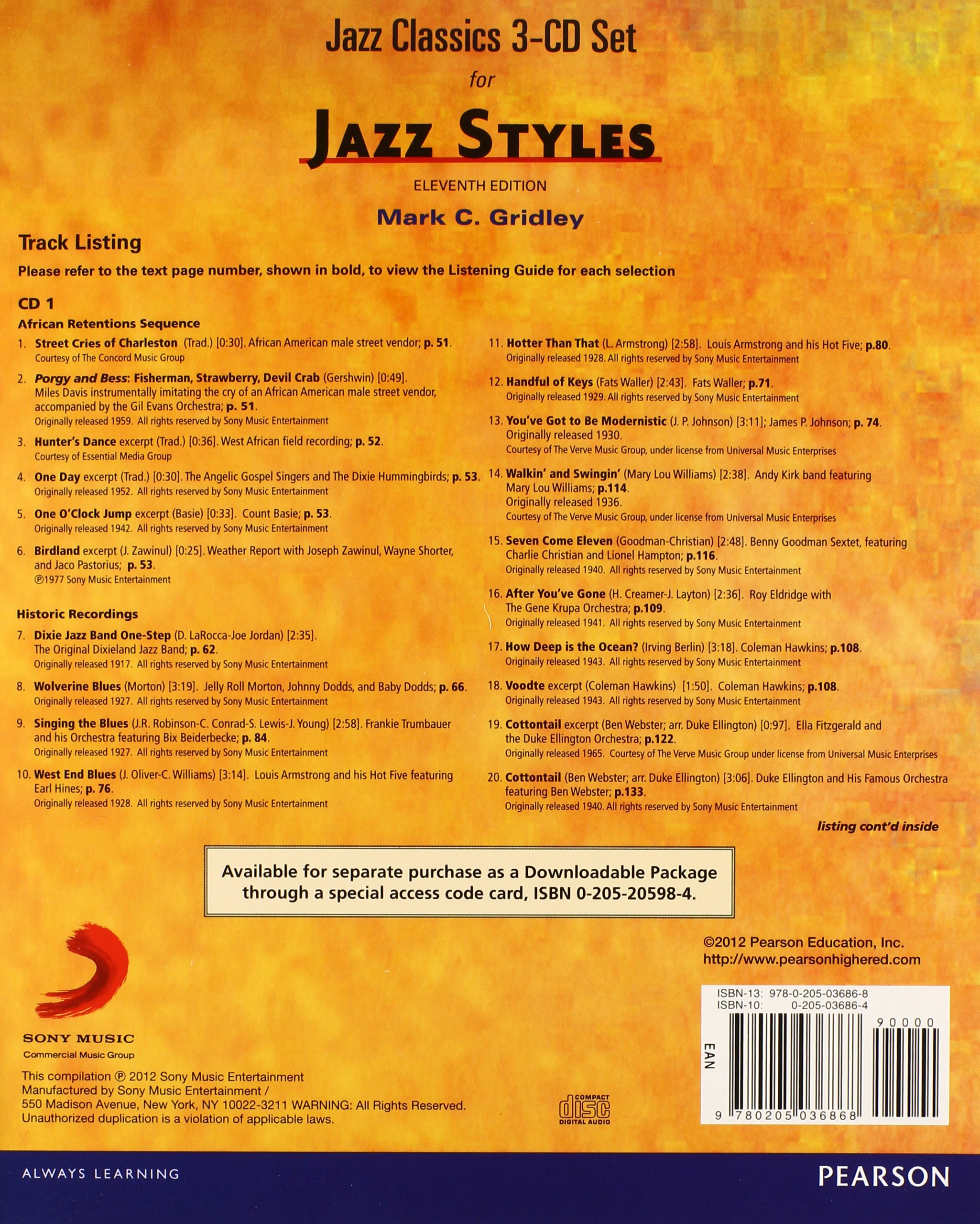 Jazz Classics CD Set (3 CD's) for Jazz Styles