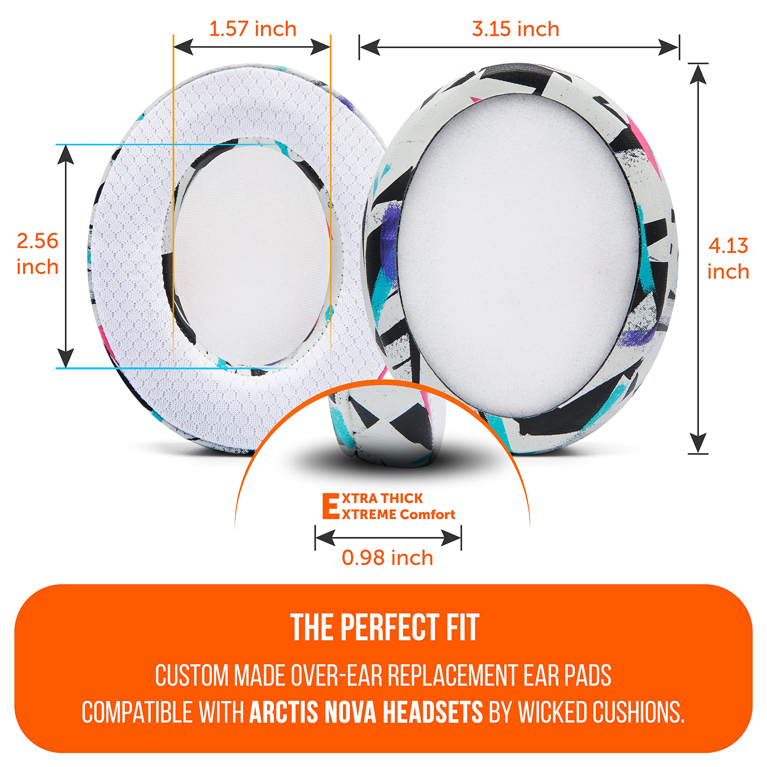 WC Modkit Arctis Nova 7 – Almohadillas de Gel, Diadema Ancha y Placas Laterales compatibles con Arctis Nova 7, 5, Pro Wired y más, Fabricados por Wicked Cushions | 90's White