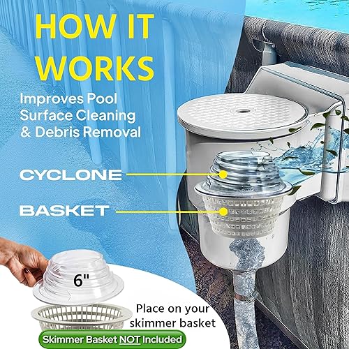 Miniatura 9 de The Skimmie Cyclone - Turbocompresores de flujo de agua para piscina - Mejora la limpieza de la superficie de la piscina y eliminación de residuos -