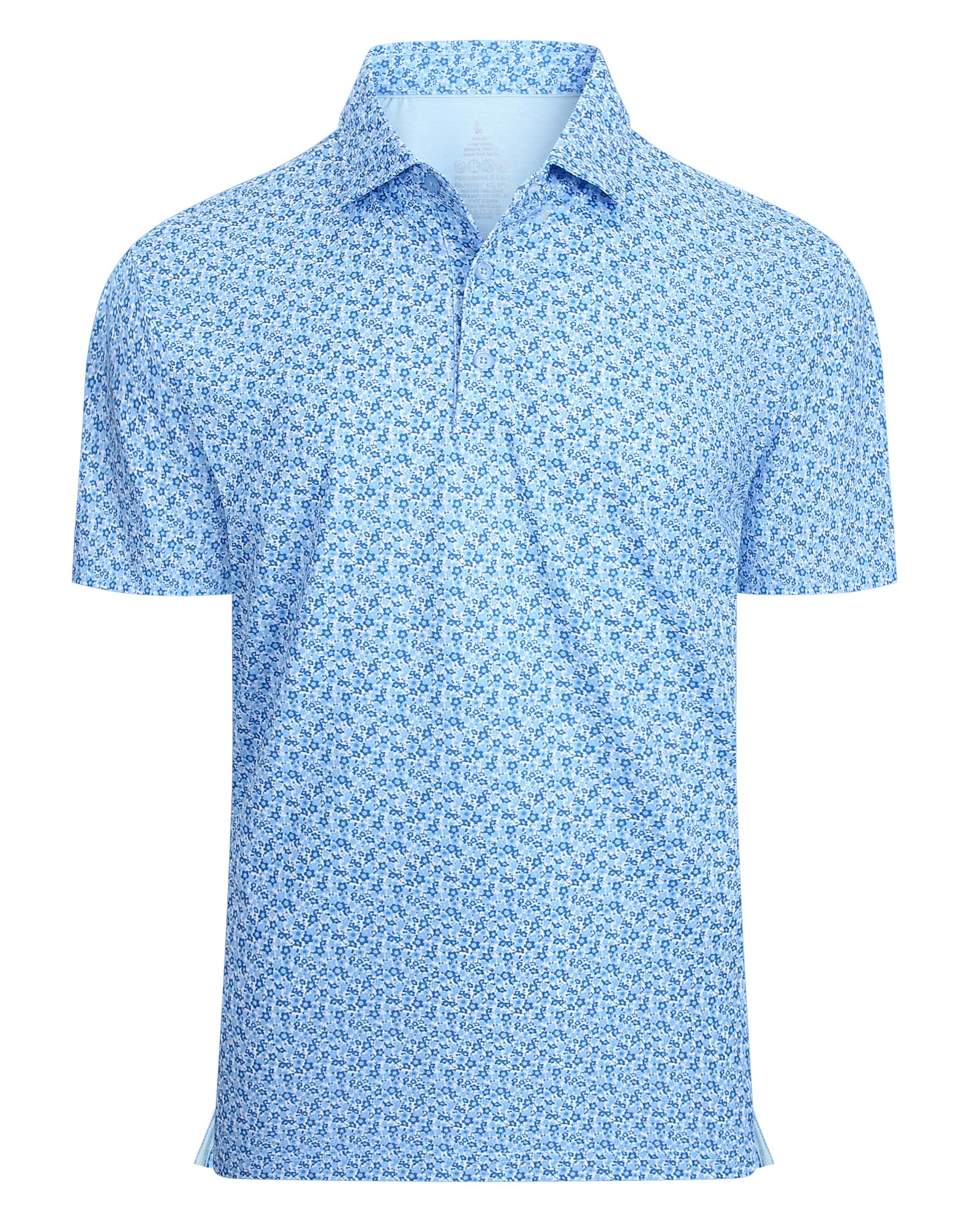 Damipow Golf Shirts for Men Dry Fit Short Sleeve Print Collared Polo Shirt