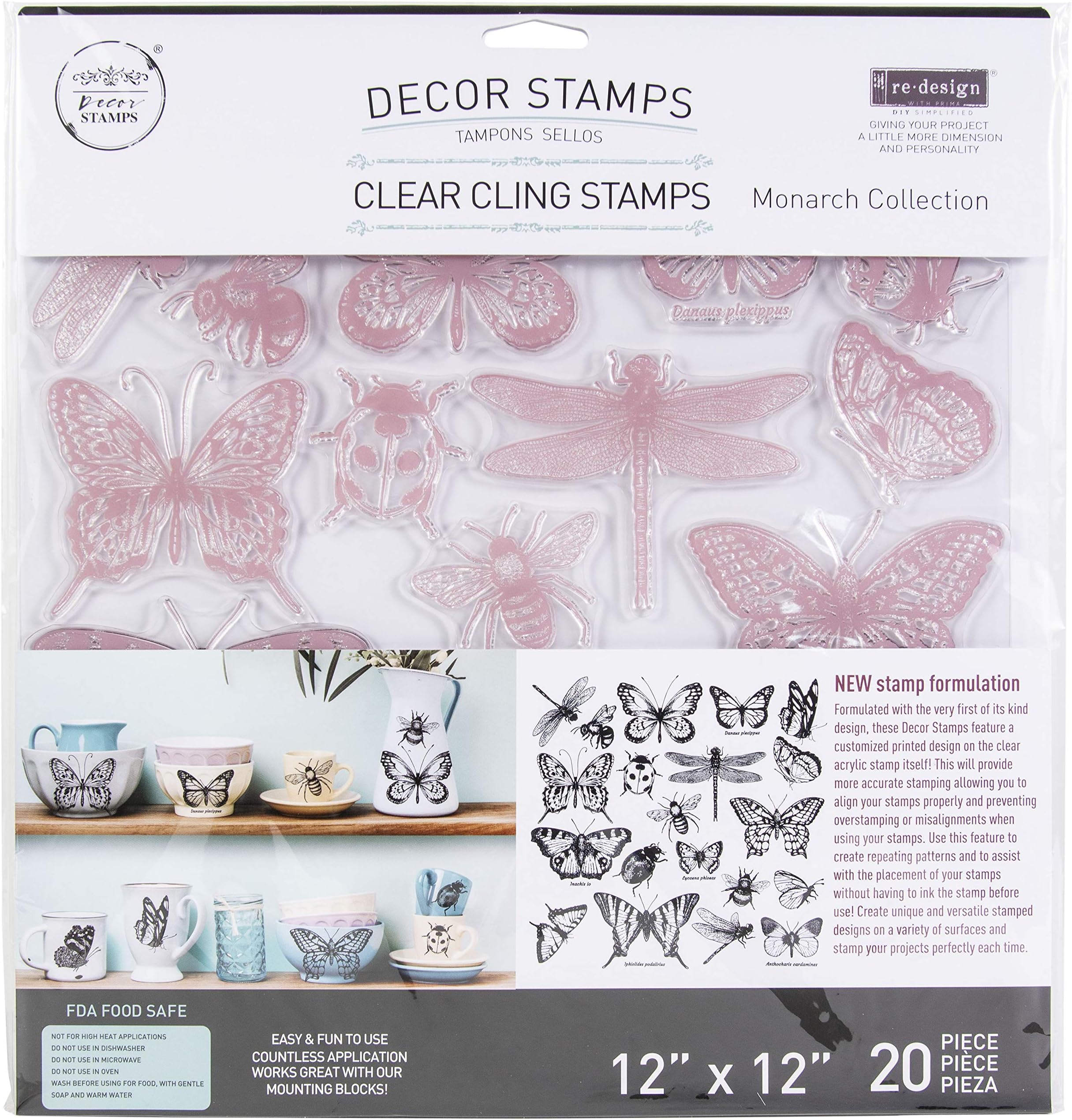 Redesign Decor Clear-Cling Stamps - Monarch Collection for Wall Paint Wall Art Furniture Decorative nightstand Bed Side Stand Large Vanity Table Set Makeup Vanity Dressing Table Computer Desk