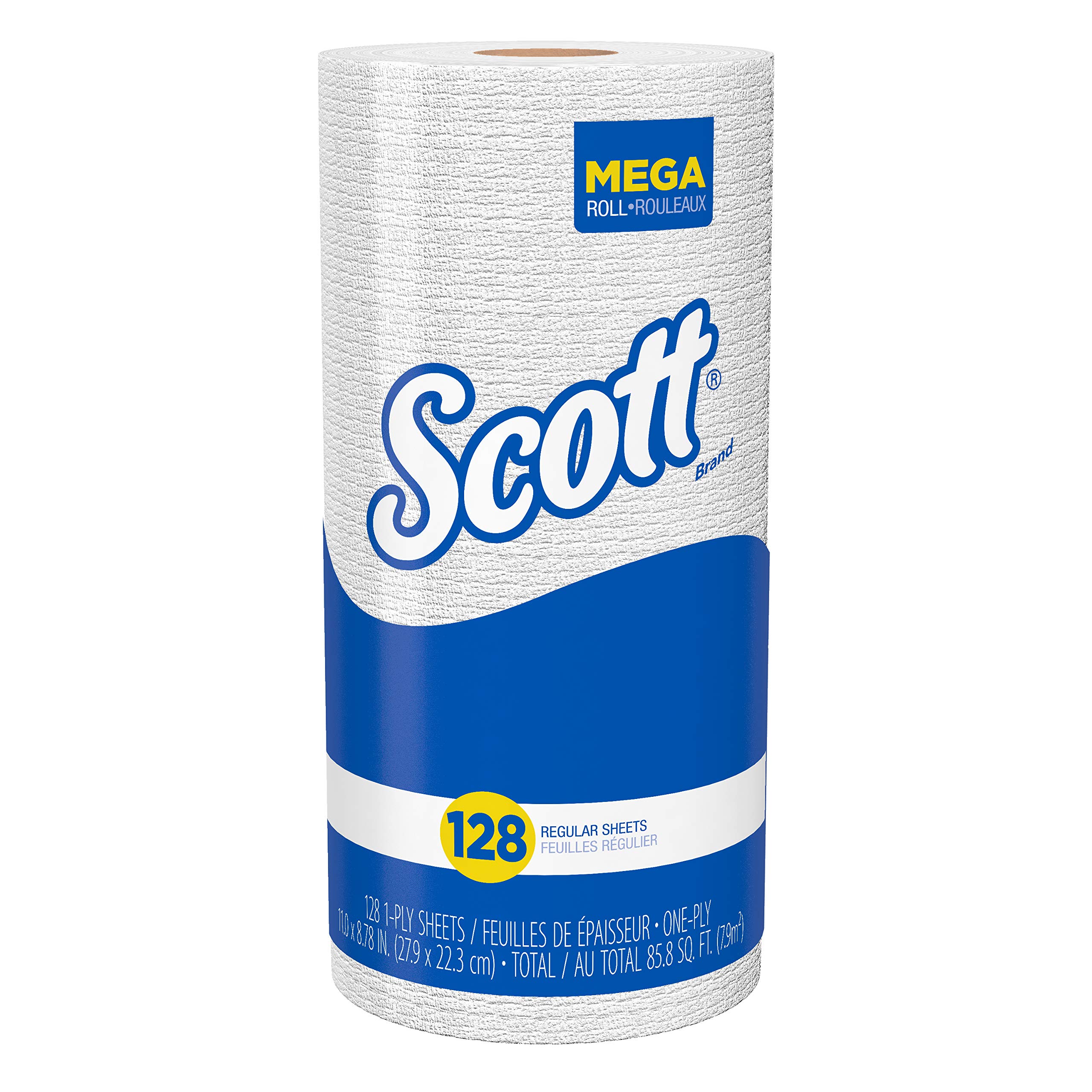 Scott Kitchen Paper Towels (41482) with Fast-Drying Absorbency Pockets, Perforated Standard Paper Towel Rolls, 128 Sheets/Roll, 20 Rolls/Case