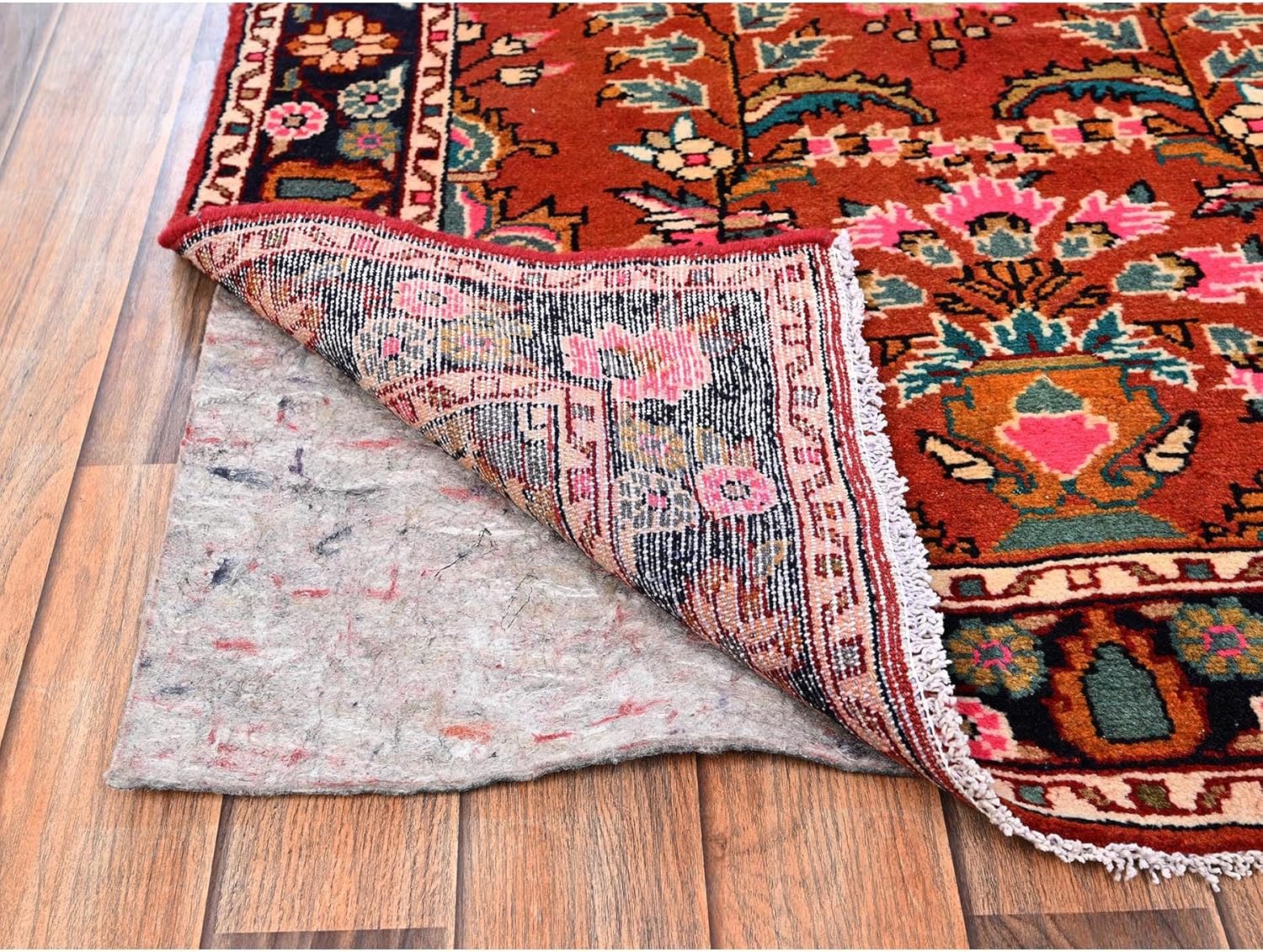 Hand Knotted Wool Oriental Runner Rug, Red Flower Design, 3'x9'4", Traditional Persian Style Hallway Carpet