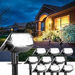 Solar Lights Outdoor Lighting IP65 Waterproof, 63LED Soalr Spotlights, 6 Pack Solar Powered Lights for Outside, Outdoor, Yard, Landscape Lights-Warm White