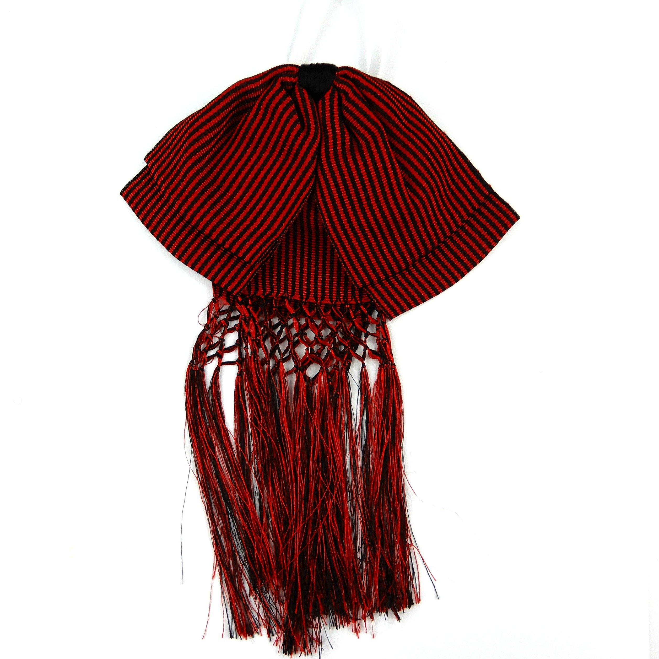 Mexican Charro Bow Tie Red elastic band Red and Black stripe