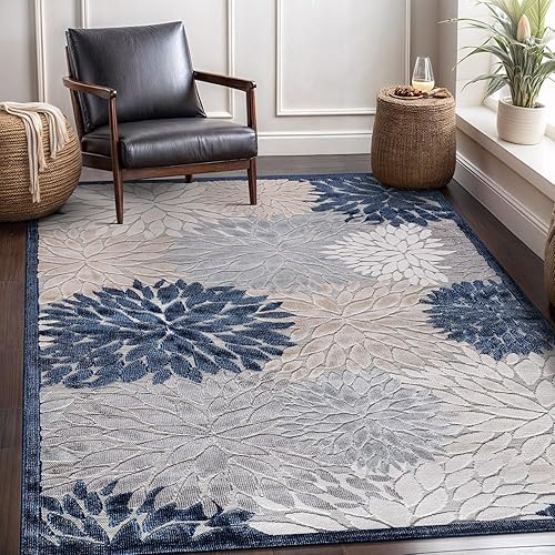 Miniatura 469 de CAMILSON Indoor Outdoor Rug 5x7 Bohemian Medallion Floral Area Rugs for Indoor and Outdoor Patios Easy-Cleaning Non-Shedding Living Room Garden and