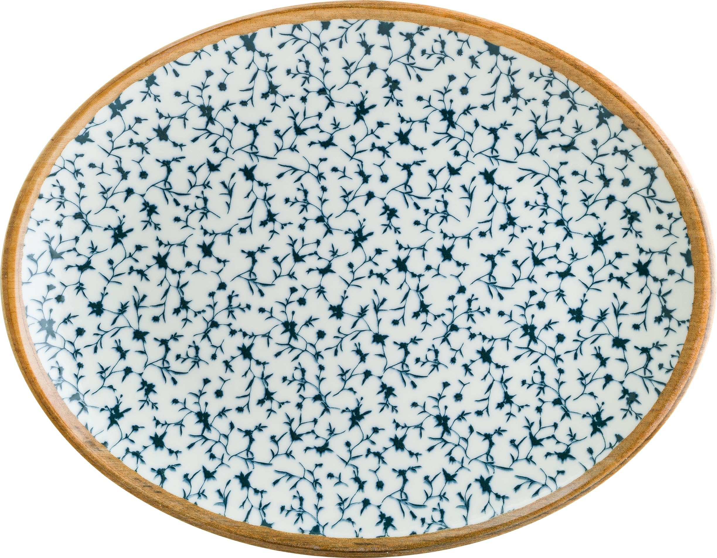 2x Bonna Calif Moove Platte oval 31cm 3cm hoch Blau, Weiß, Braun Porzellan CLFMOV31OV Servierplatte Essteller Speiseteller Geschirr