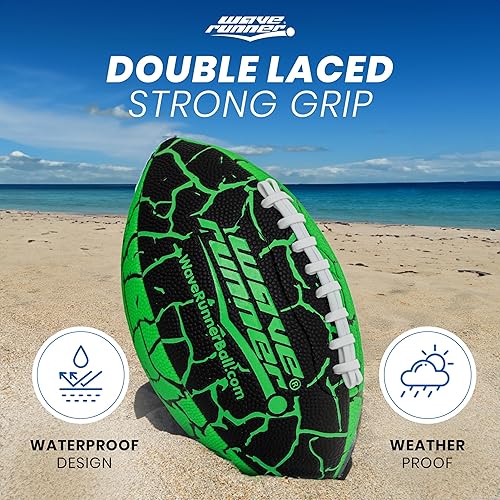 Miniatura 4 de Wave Runner Grip It - Balón de Fútbol Americano Impermeable de Tamaño Junior, Tamaño 9.25, Duradero y Doble Cordón, Perfecto para Accesorios de