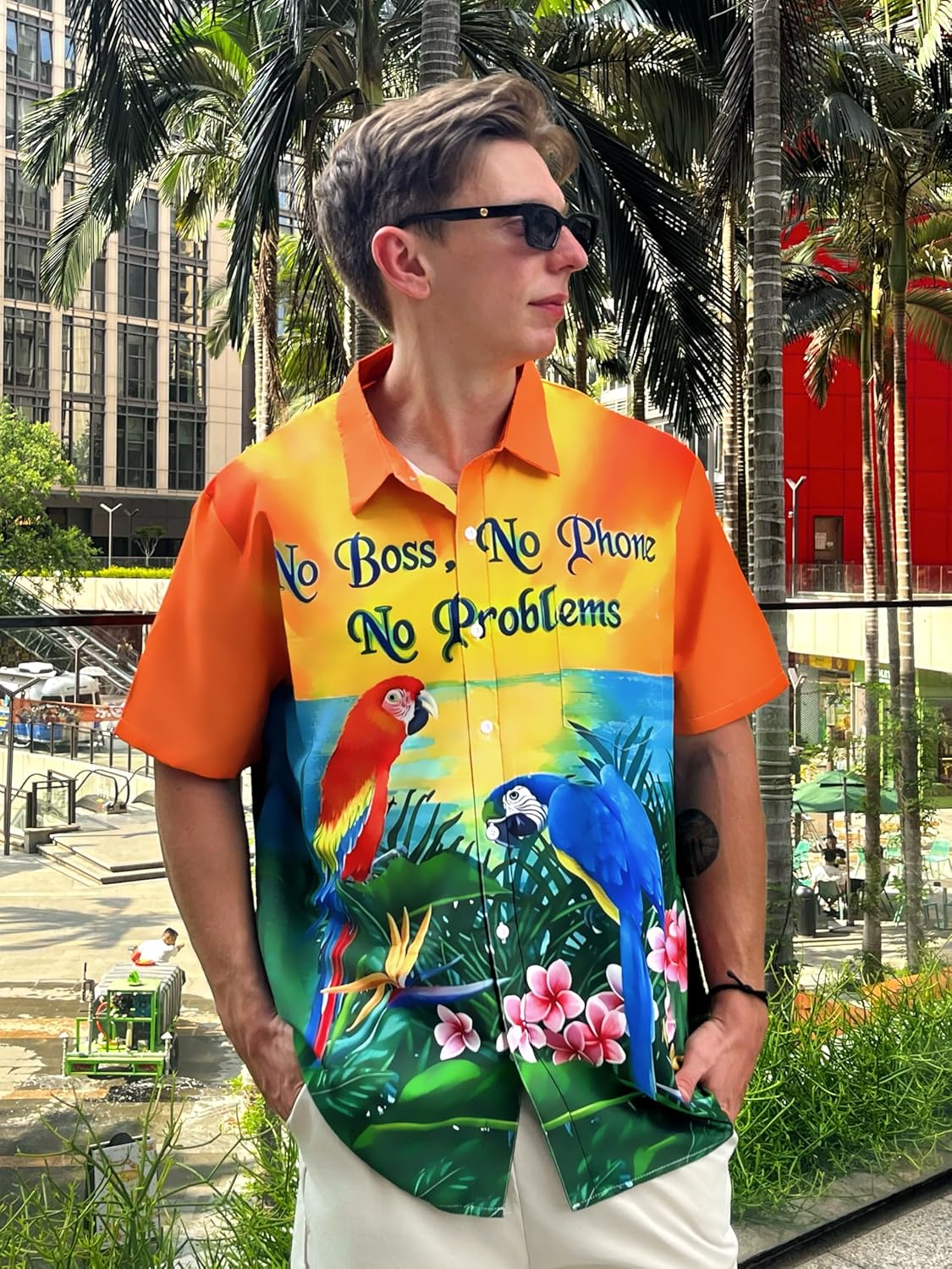 Men's Hawaiian Shirt,Ocean Print Shirt, Funny Short Sleeve Button Down,Regular Fit - Image 5