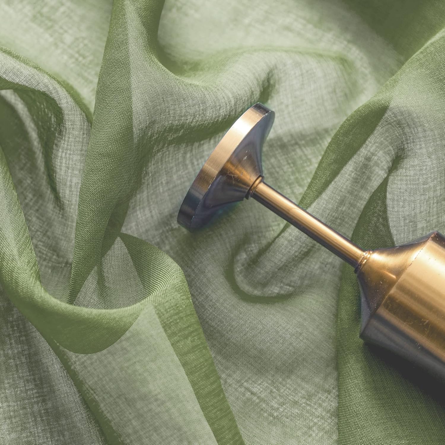 DUALIFE Sage Green Sheer Curtains 108 Inches Long,Faux Linen Semi Sheer Curtain Drapes for Living Room Bedroom Kitchen Bathroom Privacy Voile Window Treatment Panels,52 x 108 Inches,Set of 2