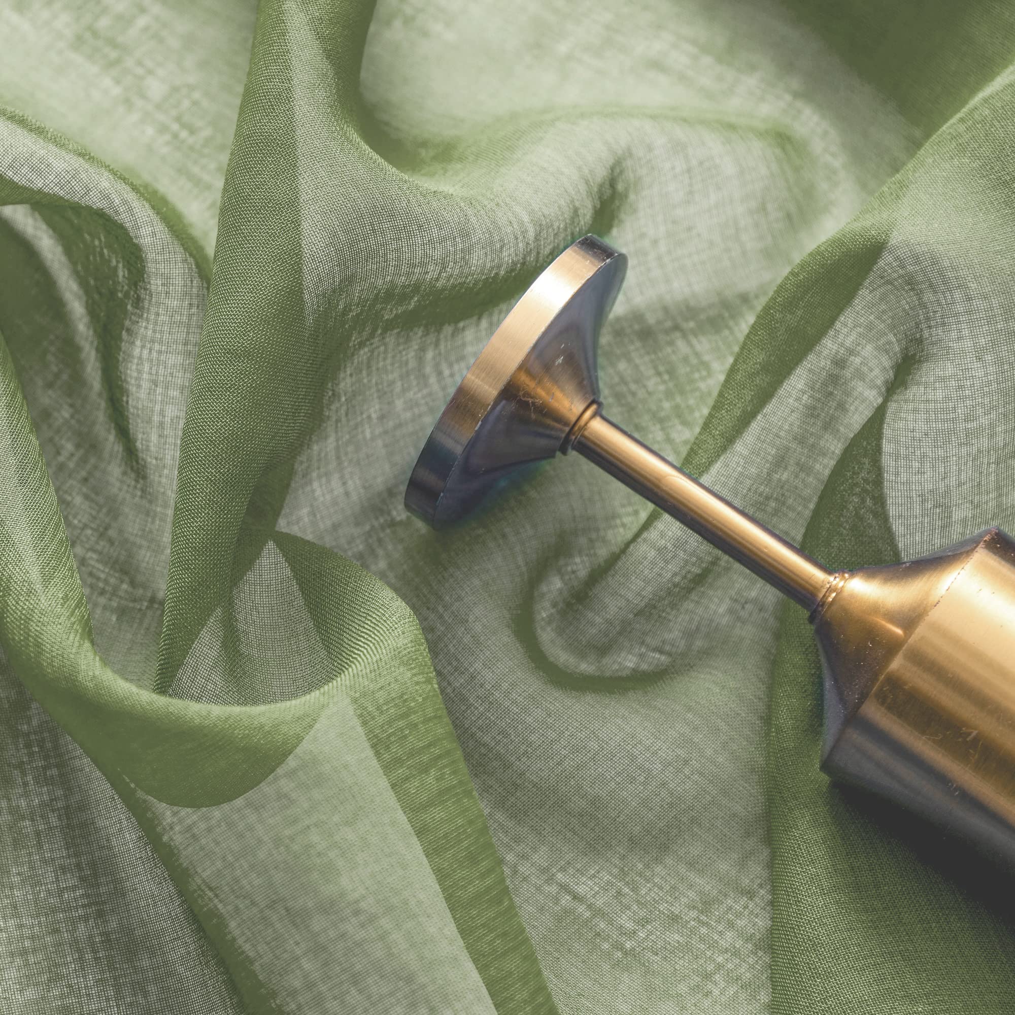 Dualife Tende semi-trasparenti verde salvia 274 cm di lunghezza, tende in finta lino per soggiorno, camera da letto, cucina, bagno, pannelli in voile per privacy, 132 x 274 cm, set di 2